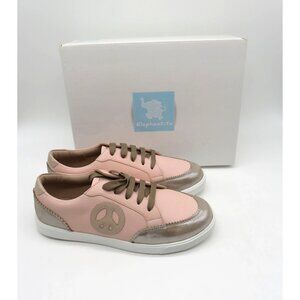 Elephantito Girls Pink European Leather Sneakers US 5 Peace Sign Detail NEW